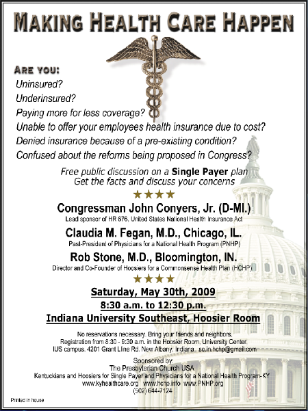 Flyer for John Conyers's visit to Louisville, May 30 2009