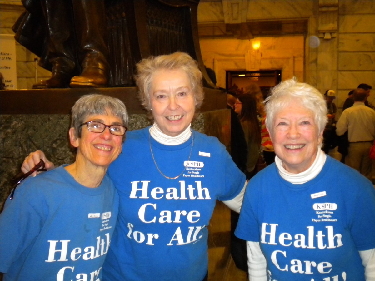 Jill Harmer, Kay Tillow, Harriette Seiler L to R at the Kentucky Capitol